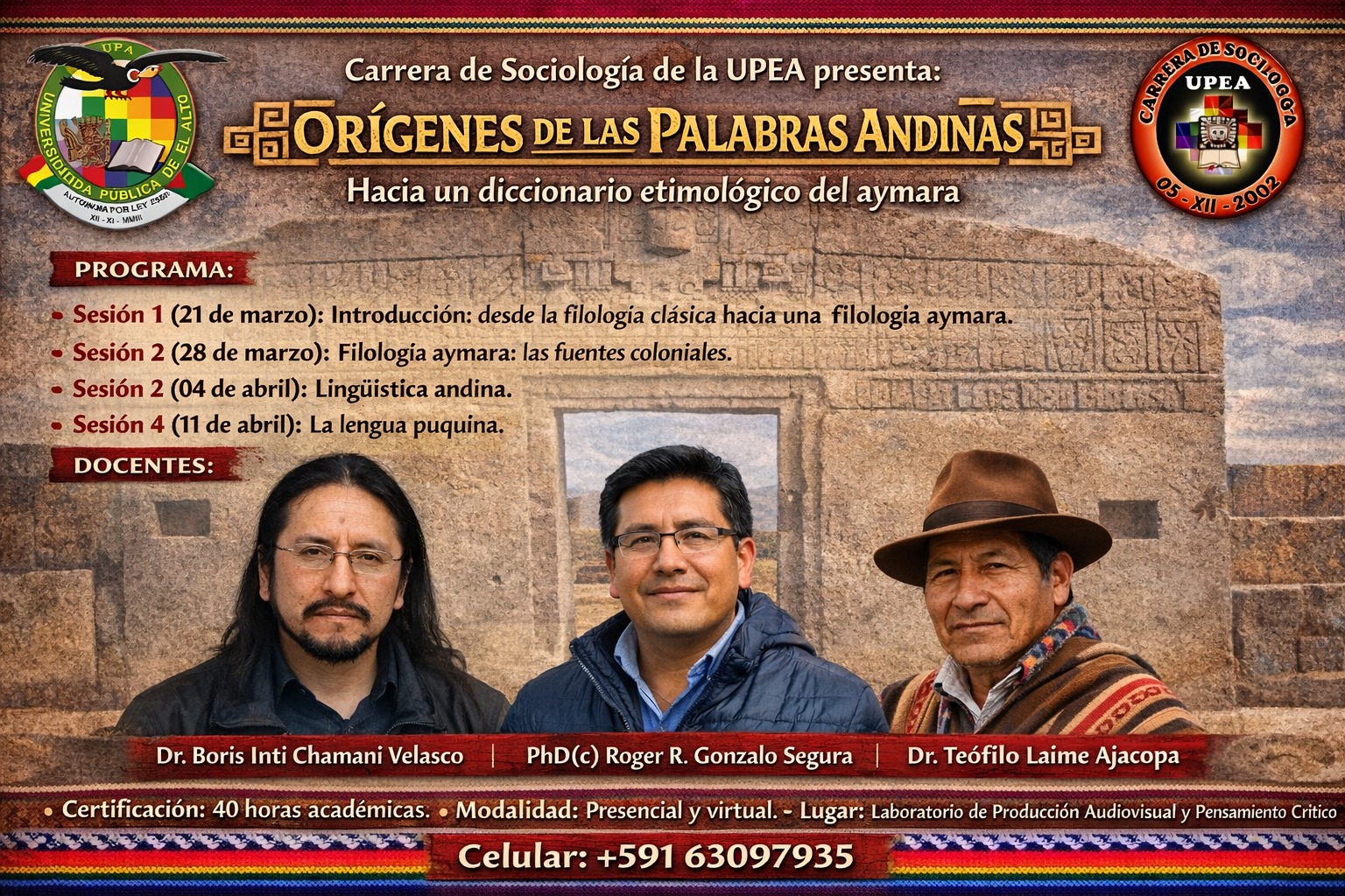 “Las palabras de los Andes despiertan”: Seminario internacional impulsa el estudio profundo del idioma aymara